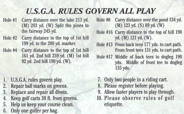 Flint Hills Golf Course Rules